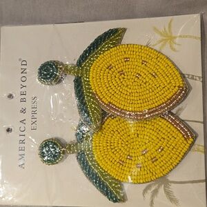 NEW America & Beyond Lemon Beaded Earrings